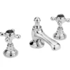 Hudson Reed Black Topaz Crosshead 3 Tap Hole Basin Mixer With Hexagonal Collars & Waste