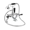 Hudson Reed Black Topaz Lever Deck Mounted Bath Shower Mixer with Handset Kit & Hexagonal Collars