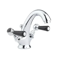 Hudson Reed Black Topaz Lever Mono Basin Mixer with Pop-Up Waste