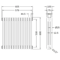Hudson Reed Colosseum White Triple Column Traditional Radiator