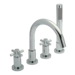 Hudson Reed Tec Crosshead 4 Hole Deck Mounted Bath Shower Mixer with Pull Out Handset