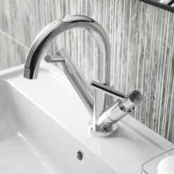Hudson Reed Tec Twin Lever Mono Basin Mixer Tap & Waste