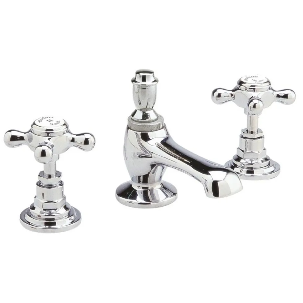 Hudson Reed Topaz 3 Hole Basin Mixer with Pop-Up Waste