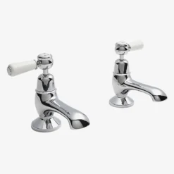 Hudson Reed White Topaz Lever Bath Pillar Taps