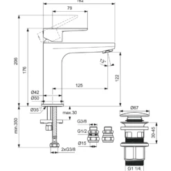 Ideal Standard Cerafine O Basin Mixer Tap with Waste
