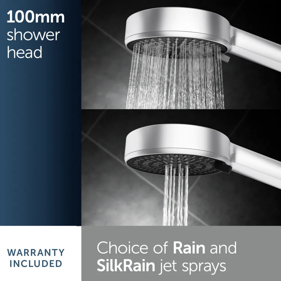 Ideal Standard Idealrain Alu+ Shower Rail Kit with Multi-Function Shower Handset & 2 Shelves