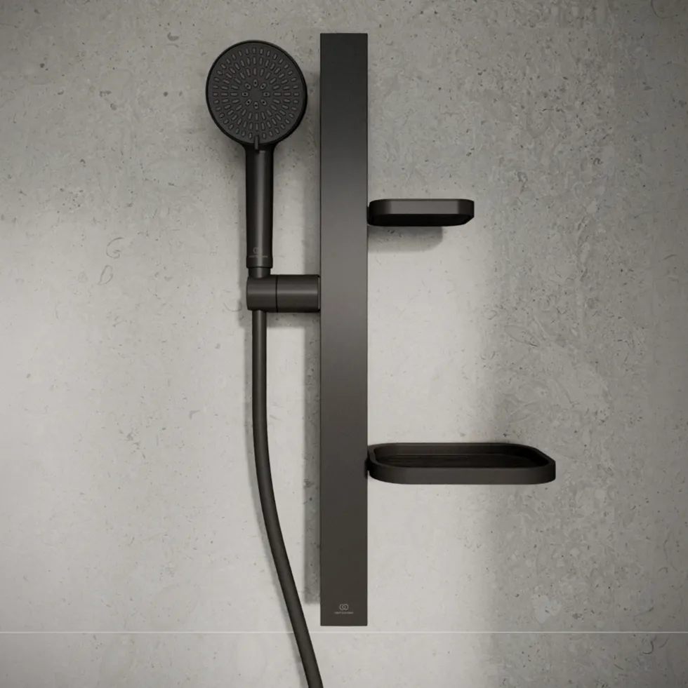 Ideal Standard Idealrain Alu+ Shower Rail Kit with Multi-Function Shower Handset & 2 Shelves