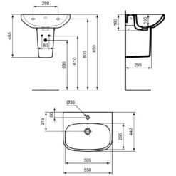 Ideal Standard i.life A Basin & Pedestal