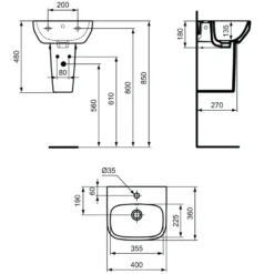 Ideal Standard i.life A Cloakroom Basin & Pedestal