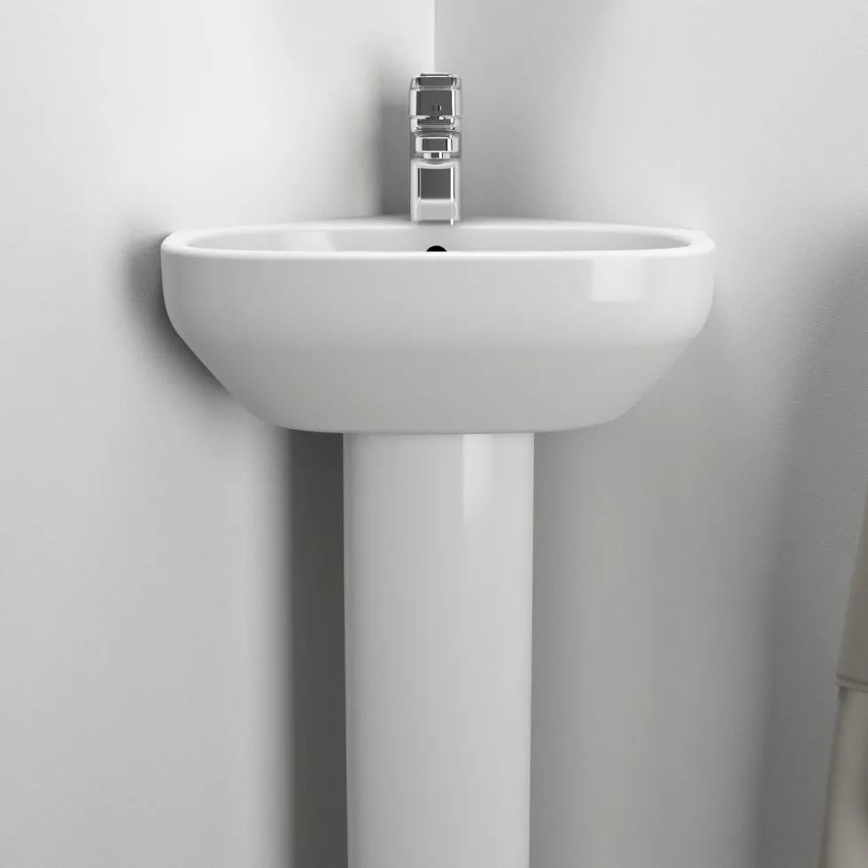 Ideal Standard i.life A Corner 450mm Cloakroom Basin & Full Pedestal