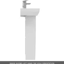 Ideal Standard i.life A 350mm Cloakroom Basin & Pedestal - Left or Right Hand Tap Hole