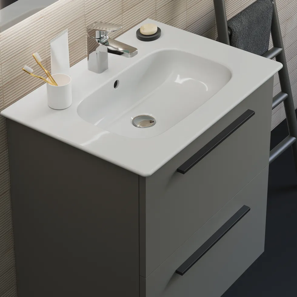 Ideal Standard i.life A 640mm Wall Mounted 2 Drawer Vanity Unit & Basin