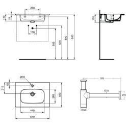 Ideal Standard i.life A Wall Hung Basin & Chrome Bottle Trap