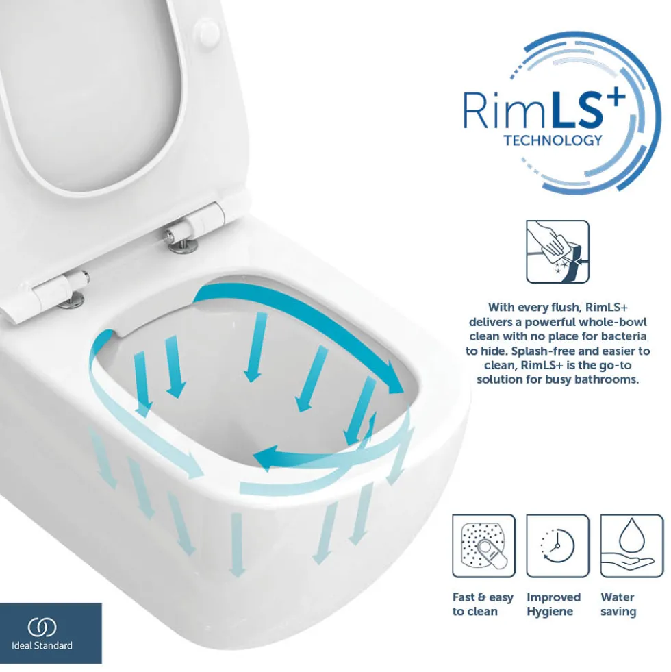 Ideal Standard i.life S Compact Wall Hung Rimless Toilet with Soft Close Seat