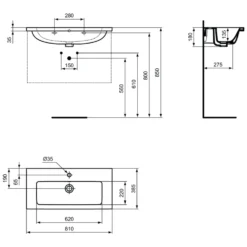 Ideal Standard i.Life S Compact Wall Mounted Basin & Fixing Kit