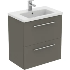 Ideal Standard i.life S 600mm Wall Mounted 2 Drawer Compact Vanity Unit & Basin