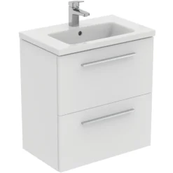 Ideal Standard i.life S 600mm Wall Mounted 2 Drawer Compact Vanity Unit & Basin