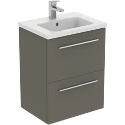 Ideal Standard i.life S 500mm Wall Mounted 2 Drawer Compact Vanity Unit & Basin