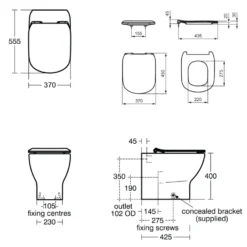 Ideal Standard Tesi Back to Wall Toilet with Aquablade® Flush Technology & Soft Close Seat