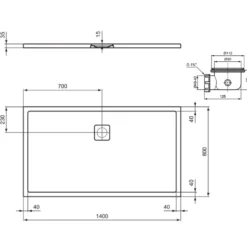 Ideal Standard Ultra Flat Evo Rectangular Anti-Slip Acrylic Shower Tray with Offset Waste - 4 Sizes