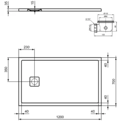 Ideal Standard Ultra Flat Evo Rectangular Anti-Slip Acrylic Shower Tray with End Waste - 5 Sizes