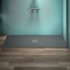 Ideal Standard Ultra Flat S+ Concrete Grey Rectangular Anti-Slip Stone Resin Shower Tray - 7 Sizes