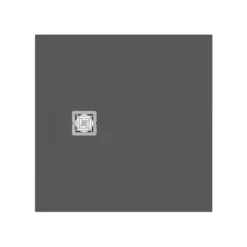 Ideal Standard Ultra Flat S+ Concrete Grey Square Anti-Slip Stone Resin Shower Tray - 2 Sizes