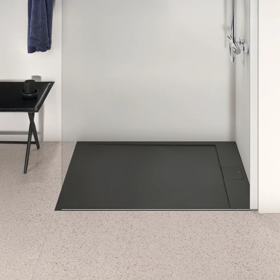 Ideal Standard Ultra Flat S i.life Jet Black Rectangular Anti-Slip Stone Resin Shower Tray - 5 Sizes