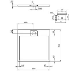 Ideal Standard Ultra Flat S i.life Pure White Square Anti-Slip Stone Resin Shower Tray - 2 Sizes
