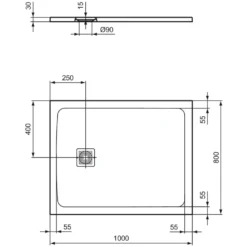 Ideal Standard Ultra Flat S+ Jet Black Rectangular Anti-Slip Stone Resin Shower Tray - 7 Sizes
