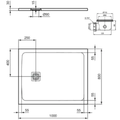 Ideal Standard Ultra Flat S+ Pure White Rectangular Anti-Slip Stone Resin Shower Tray - 7 Sizes