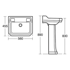 Ideal Standard Waverley 560mm Basin & Full Pedestal