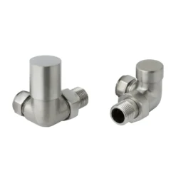 Inox Brushed Stainless Steel Corner Radiator Valves (Pair)