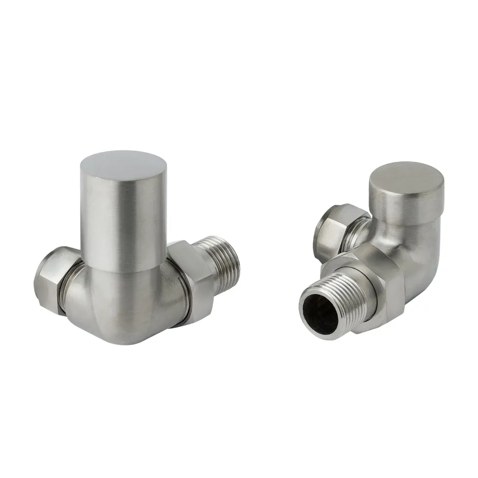 Inox Brushed Stainless Steel Corner Radiator Valves (Pair)