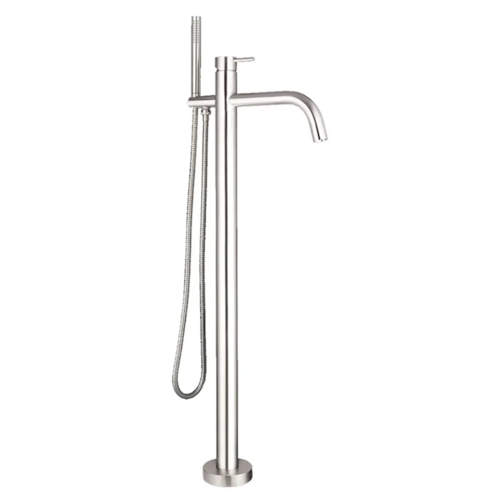 Inox Brushed Stainless Steel Floor Mounted Bath Shower Mixer with Kit