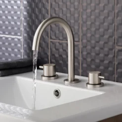 Inox Brushed Stainless Steel 3 Hole Deck Mounted Basin Mixer