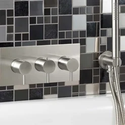 Inox Brushed Stainless Steel 2 Outlet Concealed Thermostatic Shower Valve - Horizontal