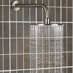 Inox Brushed Stainless Steel Slim Round Fixed Shower Head