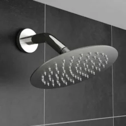 Inox Glide Extra Slim Brushed Stainless Steel Fixed Shower Head - 300mm