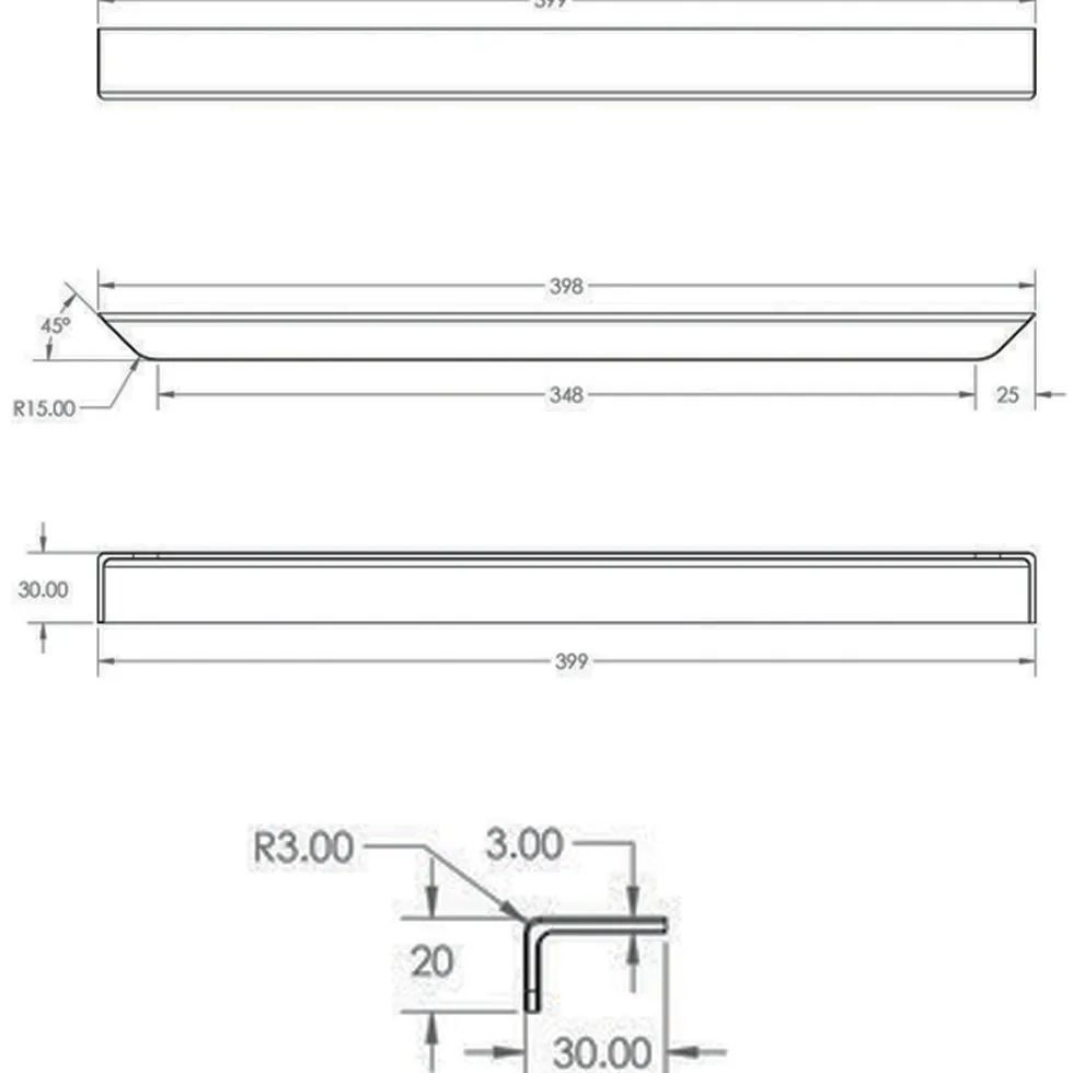 Isla Flat Furniture Handle - 400mm