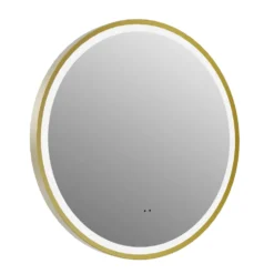 Isla LED Illuminated Round Brushed Brass Framed Mirror with Demister Pad & Colour Change LEDs - 600mm