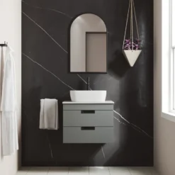 Isla 600mm Wall Hung Vanity Unit & Marble Sintered Stone Countertop
