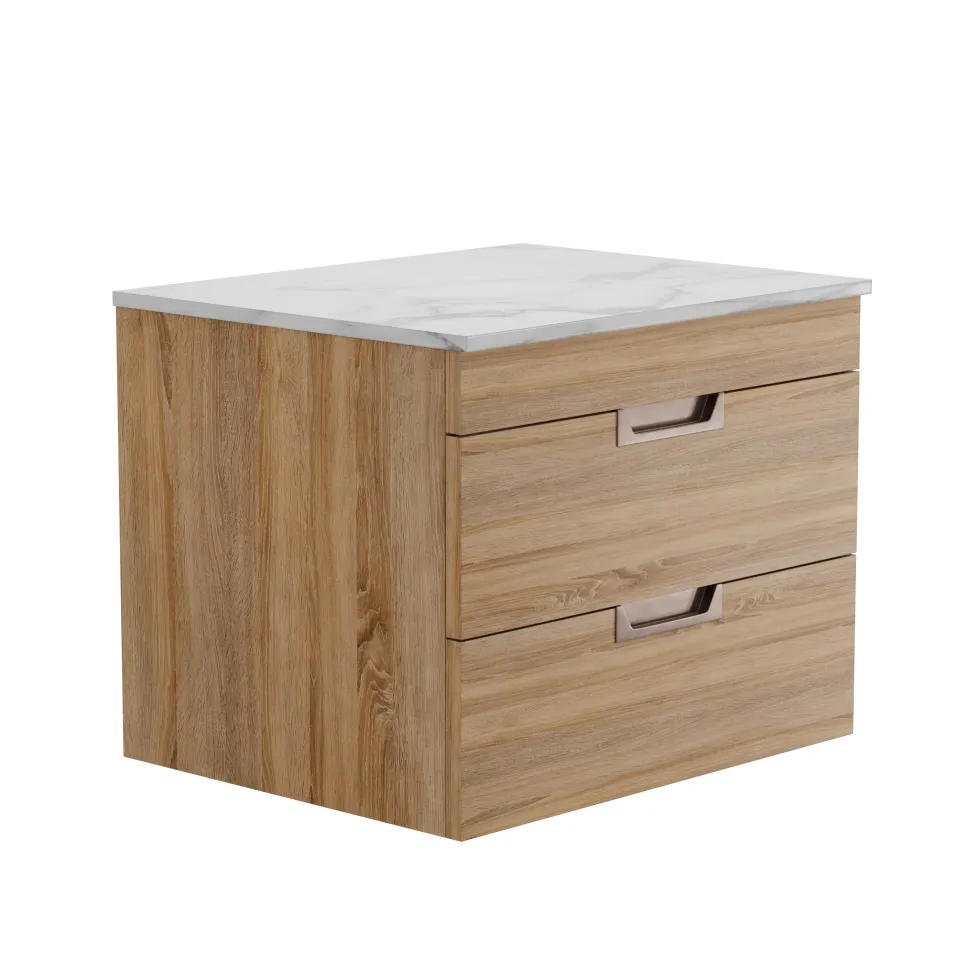 Isla 600mm Wall Hung Vanity Unit & Marble Sintered Stone Countertop