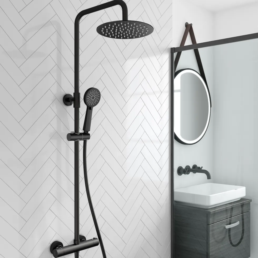 Jack Complete Matt Black Bathroom Suite with Shower Bath & Rimless Toilet