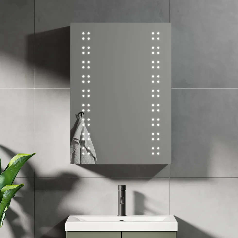 Jack LED Mirrored Cabinet with Demister Pad & Shaver Socket - 500 x 700mm