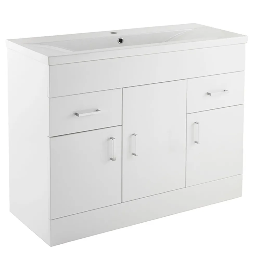 Jack Minimalist 1000mm White Gloss Floor Standing Vanity Unit & Basin