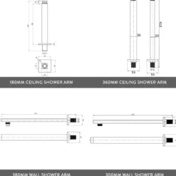 Jake Concealed Shower Valve, Fixed Shower Head & Overflow Bath Filler