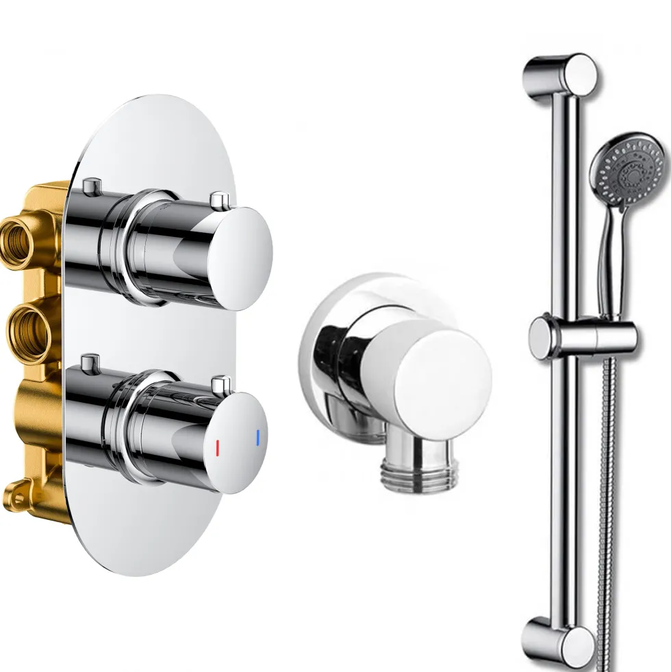 Jemima Concealed Shower Valve, Slide Rail Kit & Overflow Bath Filler
