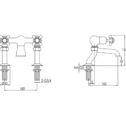 JTP Grosvenor Cross Deck Mounted Bath Filler Tap