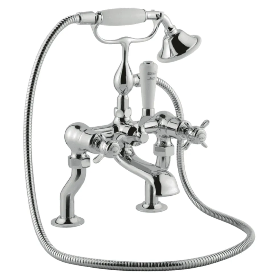 JTP Grosvenor Cross Floor Standing Bath And Shower Mixer Tap With Shower Kit